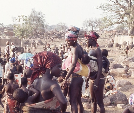 Women spectators with children