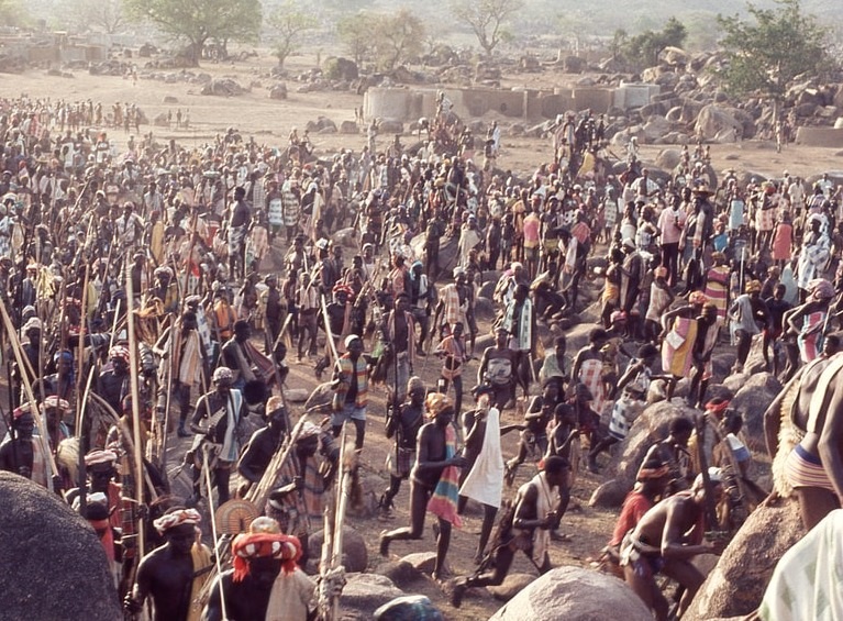 The dancers charging the hill